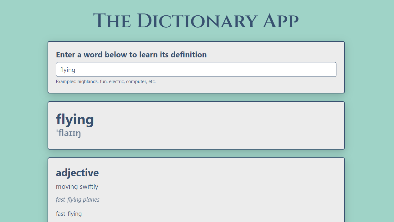 Dictionary app screenshot